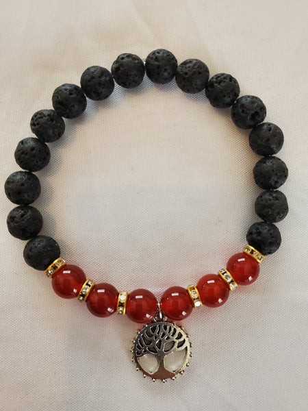 Red Agate Aromatherapy Bracelet with Charm