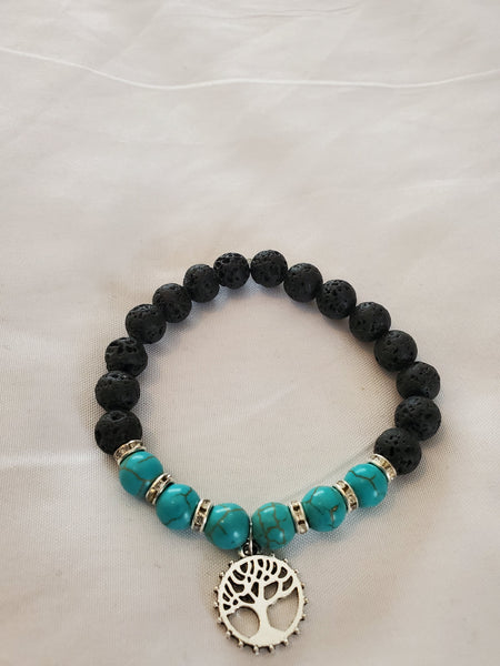 Turquoise Aroma Therapy Bracelet with Charm