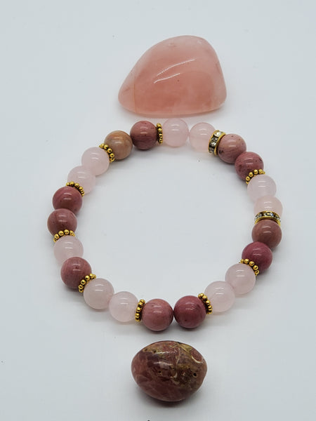 Rhodocrosite & Rose Quartz Bracelet