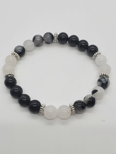 White Jade, Rutilated Quartz, Obsidian 