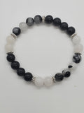 White Jade, Rutilated Quartz and Obsidian Bracelet