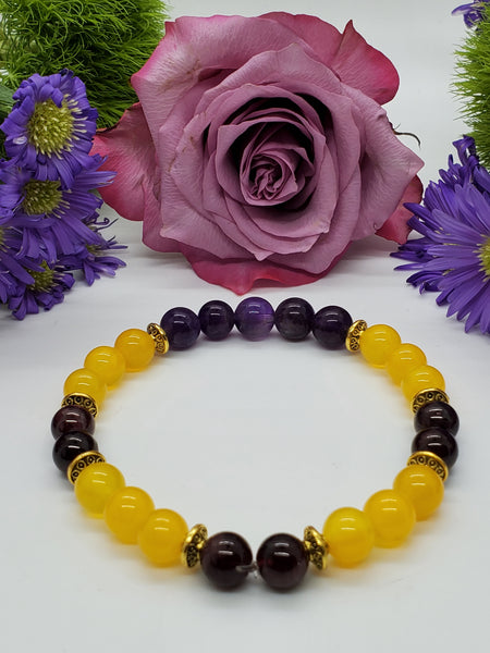 Yellow Jade & Amethyst Bracelet