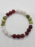 Moonstone, Peridot & Carnelian Bracelet with Sterling Silver accents