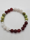 Moonstone, Peridot & Carnelian Bracelet with Sterling Silver accents