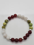 Moonstone, Peridot & Carnelian Bracelet with Sterling Silver accents