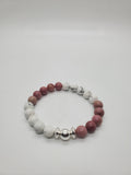 Howlite & Rhodocrosite Bracelet with Sterling Silver Accents
