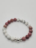 Howlite & Rhodocrosite Bracelet with Sterling Silver Accents