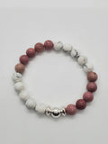Howlite & Rhodocrosite Bracelet with Sterling Silver Accents