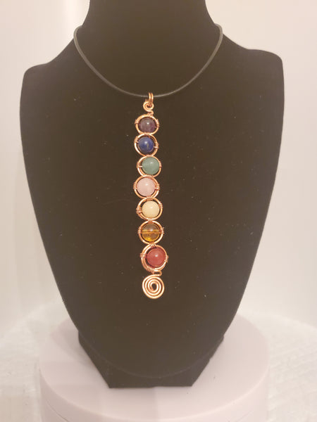 Handmade Copper Wrapped Chakra Pendant