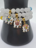 White Jade Bracelet with Elephant Pendant