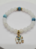 White Jade Bracelet with Elephant Pendant