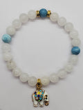 White Jade Bracelet with Elephant Pendant