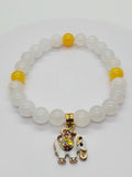 White Jade Bracelet with Elephant Pendant