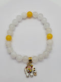 White Jade Bracelet with Elephant Pendant