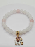 White Jade Bracelet with Elephant Pendant