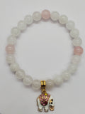 White Jade Bracelet with Elephant Pendant
