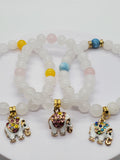 White Jade Bracelet with Elephant Pendant