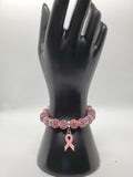 Handmade Pink Rhinestone Breast Cancer Awareness Bracelet