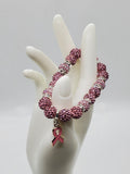 Handmade Pink Rhinestone Breast Cancer Awareness Bracelet