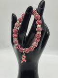 Handmade Pink Rhinestone Breast Cancer Awareness Bracelet